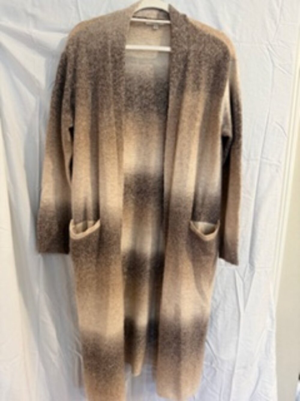 Liverpool Los Angeles Long Cardigan Duster Neutral Ombre Open Front Size M